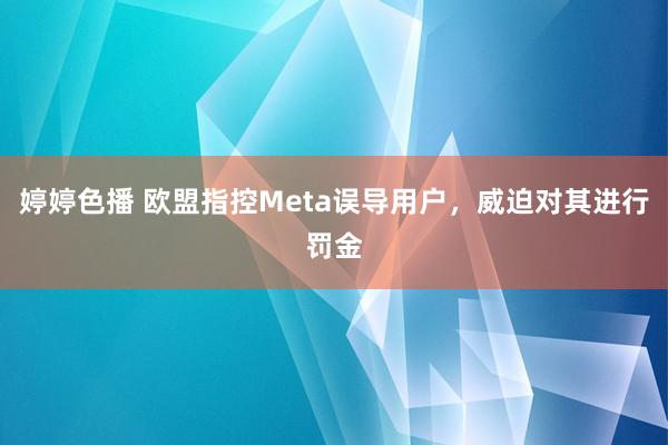 婷婷色播 欧盟指控Meta误导用户，威迫对其进行罚金