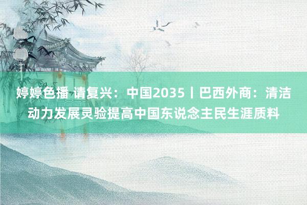 婷婷色播 请复兴：中国2035丨巴西外商：清洁动力发展灵验提高中国东说念主民生涯质料