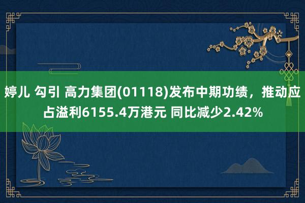 婷儿 勾引 高力集团(01118)发布中期功绩，推动应占溢利6155.4万港元 同比减少2.42%